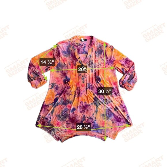 Cocomo Woman Floral Asymmetrical Hem Tunic Top Womens 1X Y2K Colorful Going Out - Picture 2 of 7